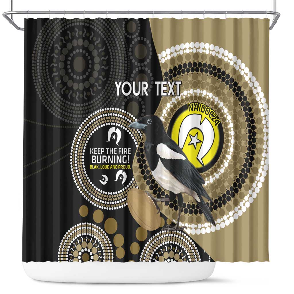 Custom AFL Collingwood NAIDOC Week Shower Curtain Keep The Fire Burning Indigenous Art