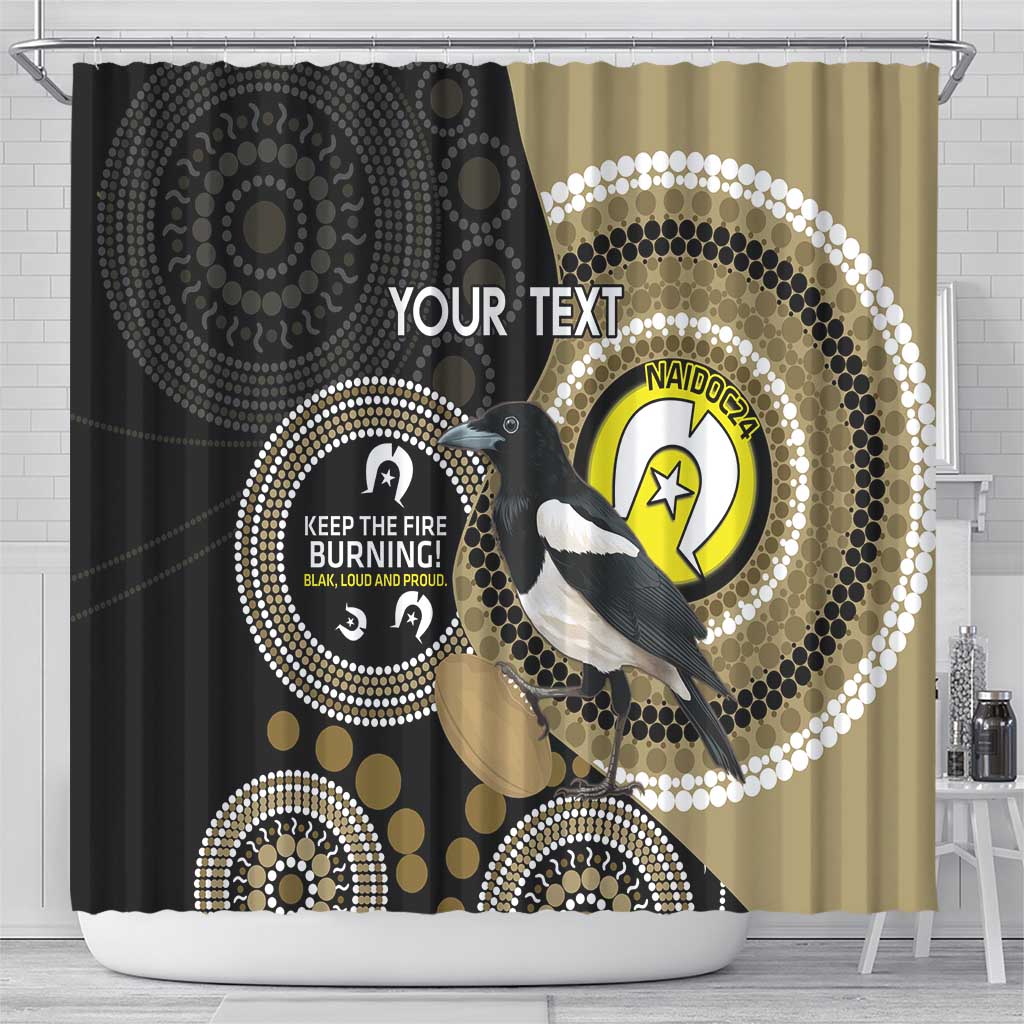 Custom AFL Collingwood NAIDOC Week Shower Curtain Keep The Fire Burning Indigenous Art
