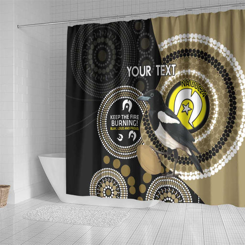 Custom AFL Collingwood NAIDOC Week Shower Curtain Keep The Fire Burning Indigenous Art