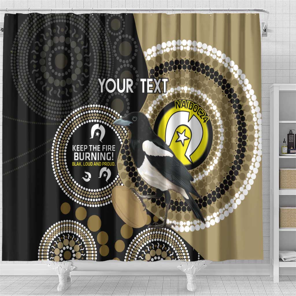 Custom AFL Collingwood NAIDOC Week Shower Curtain Keep The Fire Burning Indigenous Art