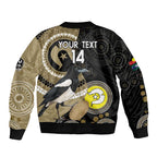 Custom AFL Collingwood NAIDOC Week Sleeve Zip Bomber Jacket Keep The Fire Burning Indigenous Art