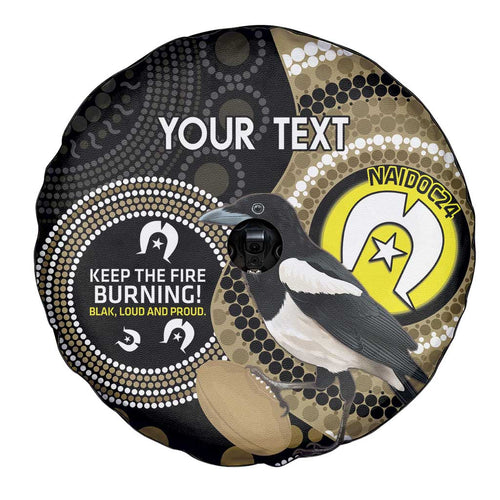 Custom AFL Collingwood NAIDOC Week Spare Tire Cover Keep The Fire Burning Indigenous Art