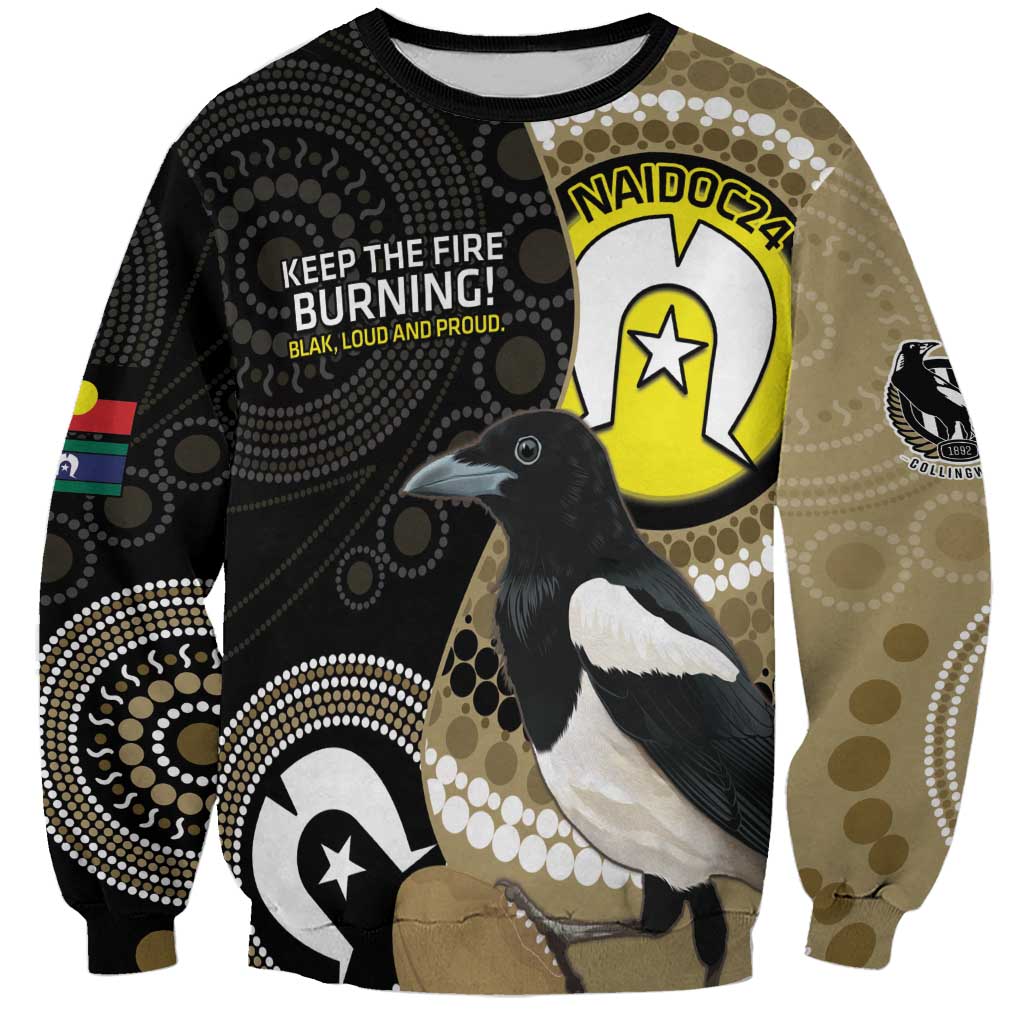Custom AFL Collingwood NAIDOC Week Sweatshirt Keep The Fire Burning Indigenous Art