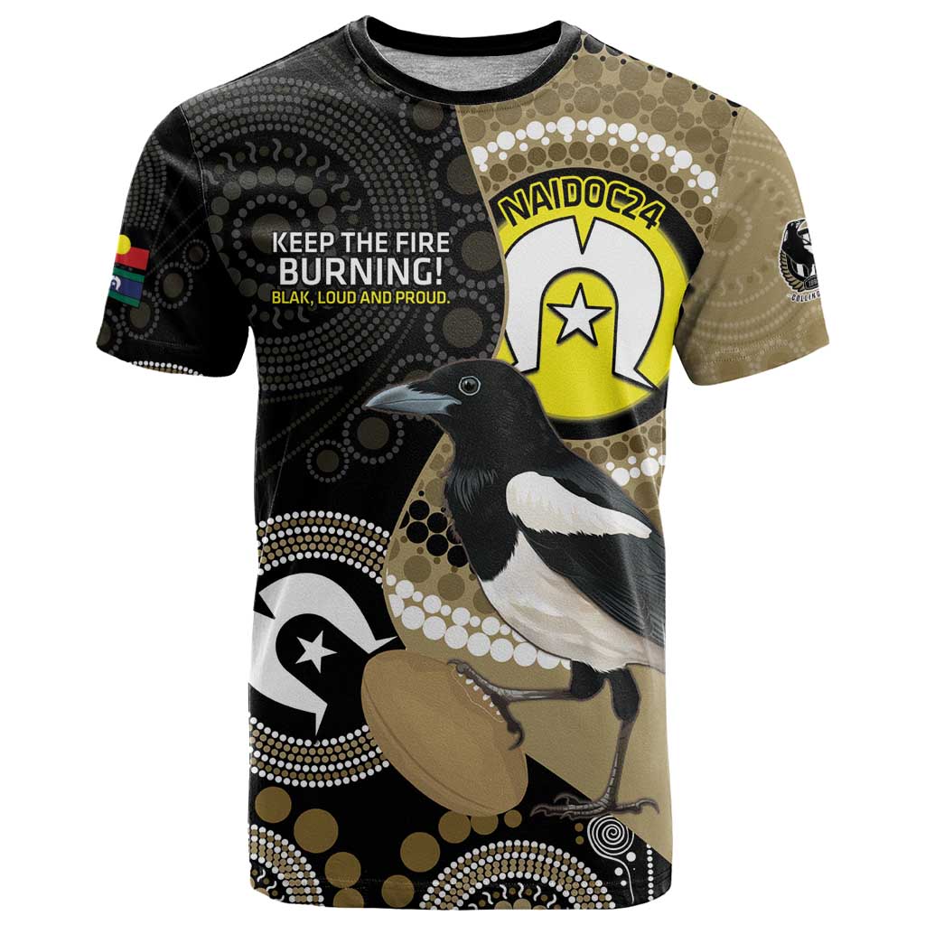 Custom AFL Collingwood NAIDOC Week T Shirt Keep The Fire Burning Indigenous Art