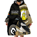 Custom AFL Collingwood NAIDOC Week Wearable Blanket Hoodie Keep The Fire Burning Indigenous Art