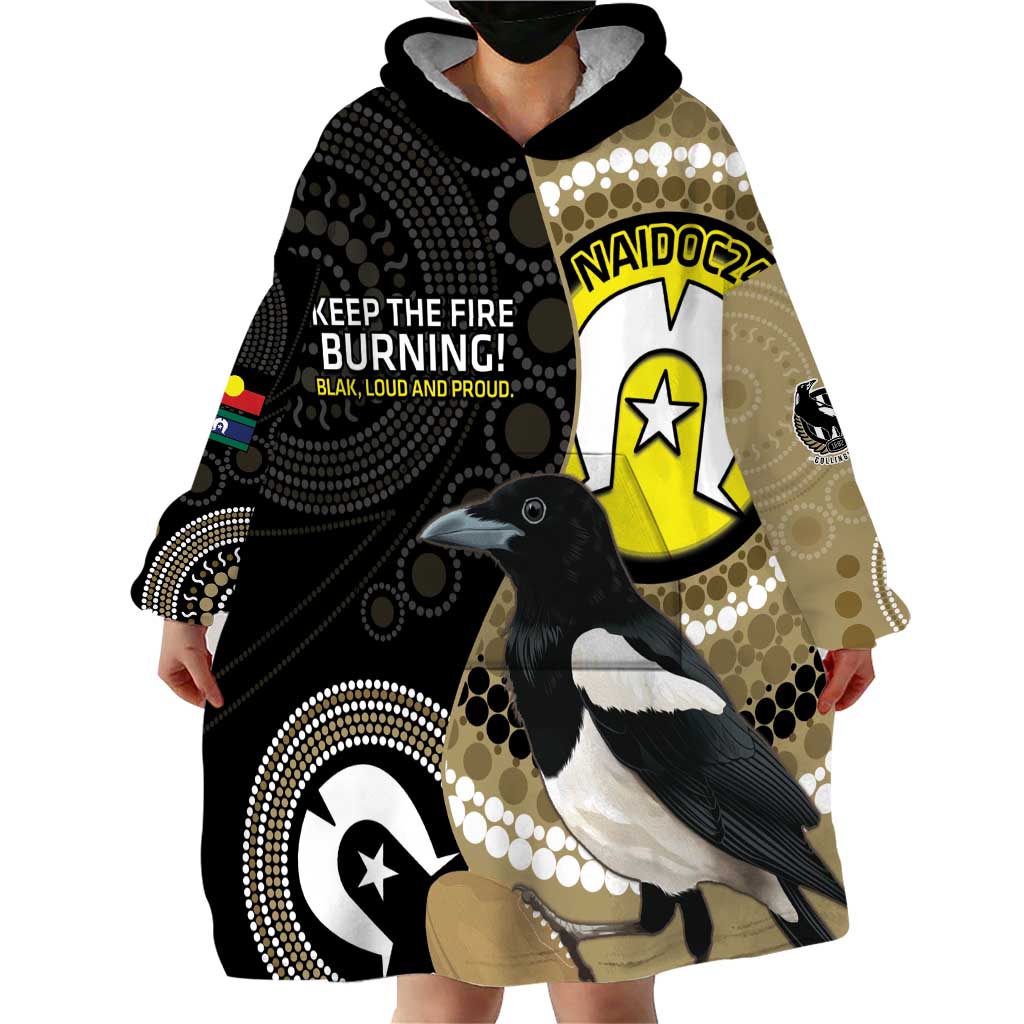 Custom AFL Collingwood NAIDOC Week Wearable Blanket Hoodie Keep The Fire Burning Indigenous Art