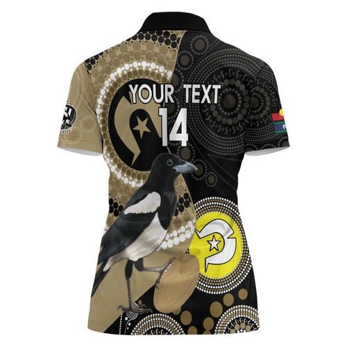Custom AFL Collingwood NAIDOC Week Women Polo Shirt Keep The Fire Burning Indigenous Art