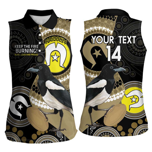 Custom AFL Collingwood NAIDOC Week Women Sleeveless Polo Shirt Keep The Fire Burning Indigenous Art