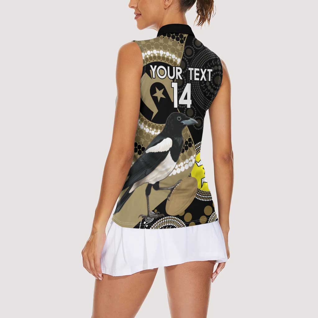 Custom AFL Collingwood NAIDOC Week Women Sleeveless Polo Shirt Keep The Fire Burning Indigenous Art