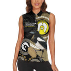 Custom AFL Collingwood NAIDOC Week Women Sleeveless Polo Shirt Keep The Fire Burning Indigenous Art