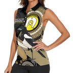 Custom AFL Collingwood NAIDOC Week Women Sleeveless Polo Shirt Keep The Fire Burning Indigenous Art
