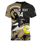 Custom AFL Collingwood NAIDOC Week Women V-Neck T-Shirt Keep The Fire Burning Indigenous Art