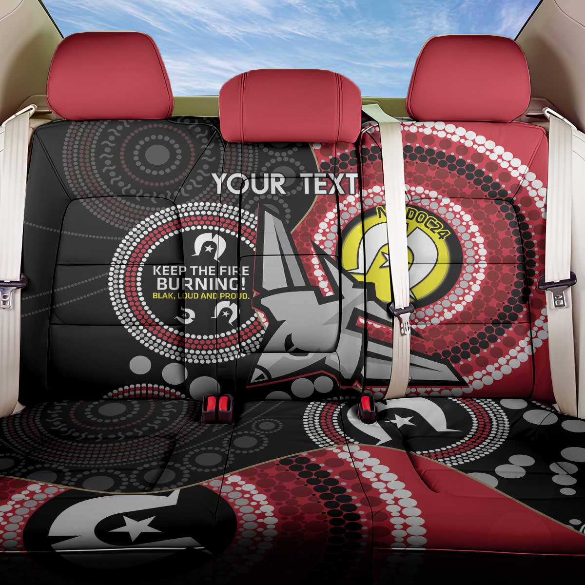 Custom AFL Essendon NAIDOC Week Back Car Seat Cover Keep The Fire Burning Indigenous Art