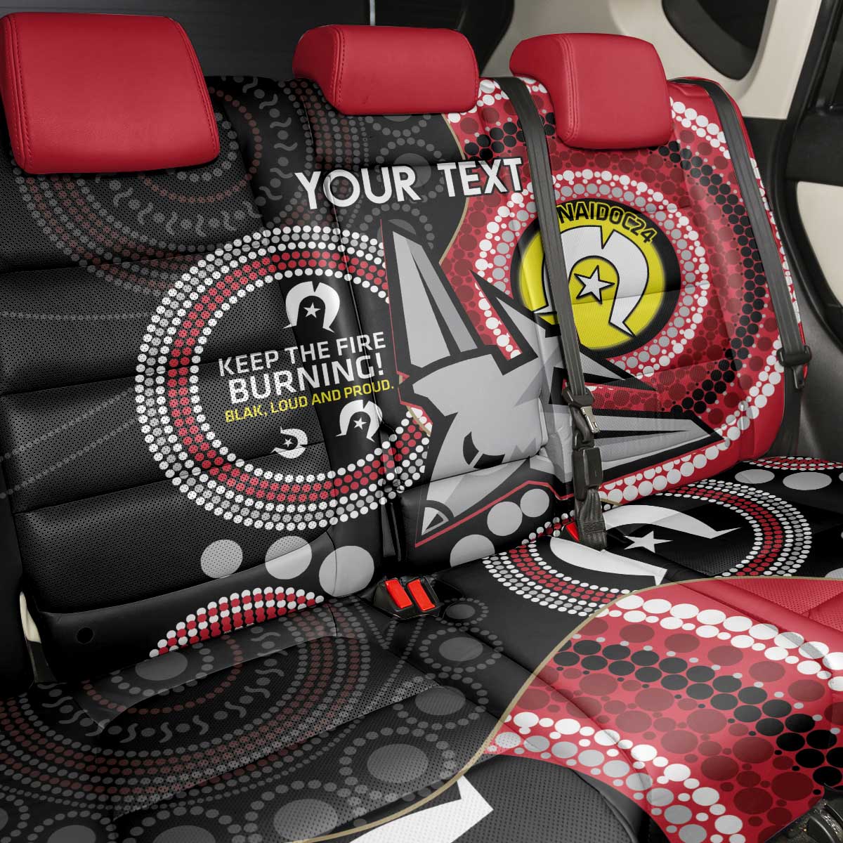 Custom AFL Essendon NAIDOC Week Back Car Seat Cover Keep The Fire Burning Indigenous Art
