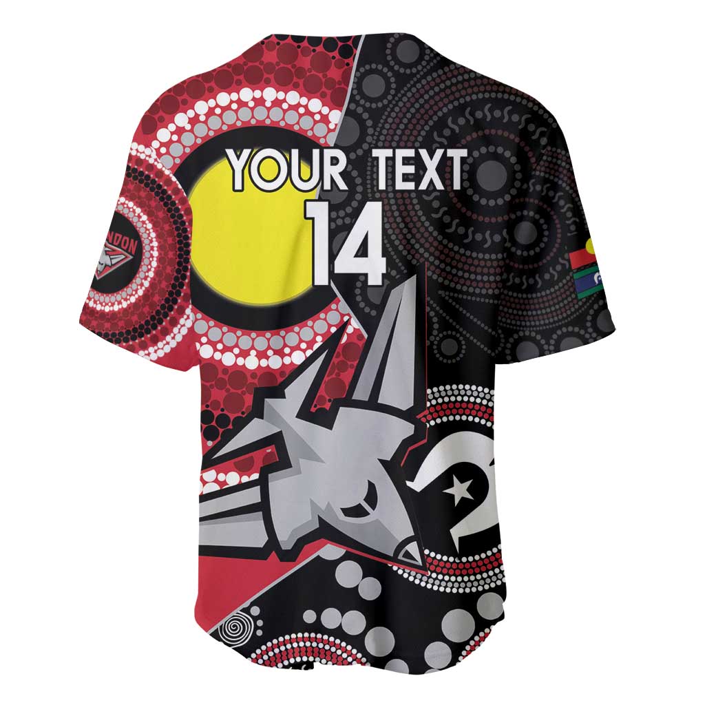 Custom AFL Essendon NAIDOC Week Baseball Jersey Keep The Fire Burning Indigenous Art