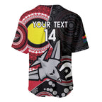 Custom AFL Essendon NAIDOC Week Baseball Jersey Keep The Fire Burning Indigenous Art