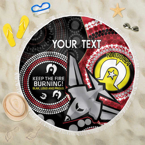Custom AFL Essendon NAIDOC Week Beach Blanket Keep The Fire Burning Indigenous Art