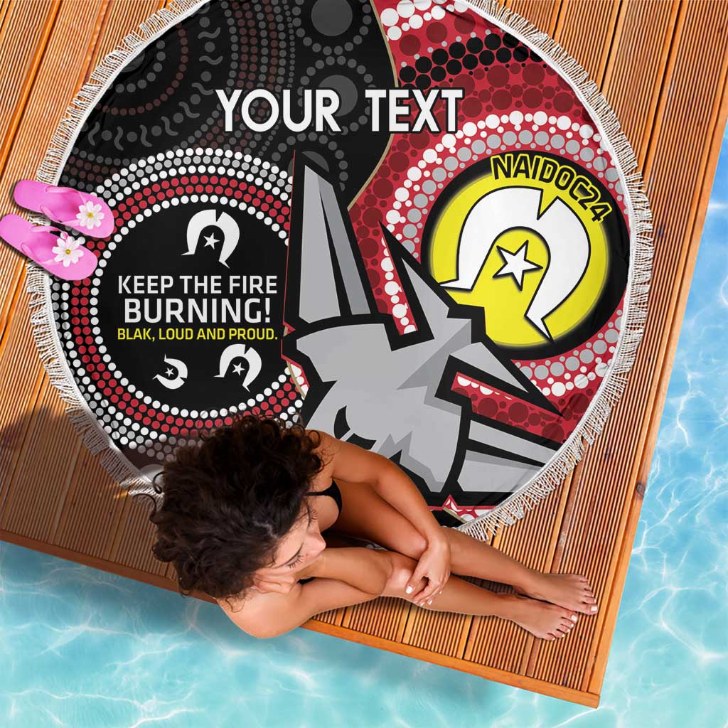 Custom AFL Essendon NAIDOC Week Beach Blanket Keep The Fire Burning Indigenous Art