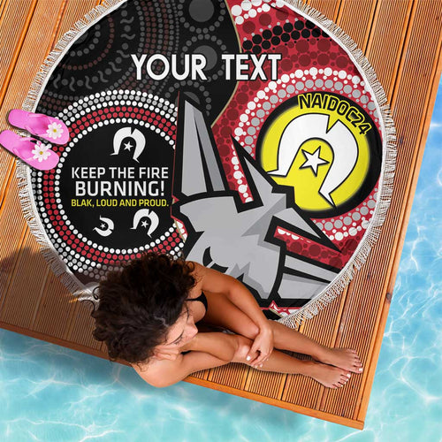 Custom AFL Essendon NAIDOC Week Beach Blanket Keep The Fire Burning Indigenous Art