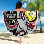 Custom AFL Essendon NAIDOC Week Beach Blanket Keep The Fire Burning Indigenous Art