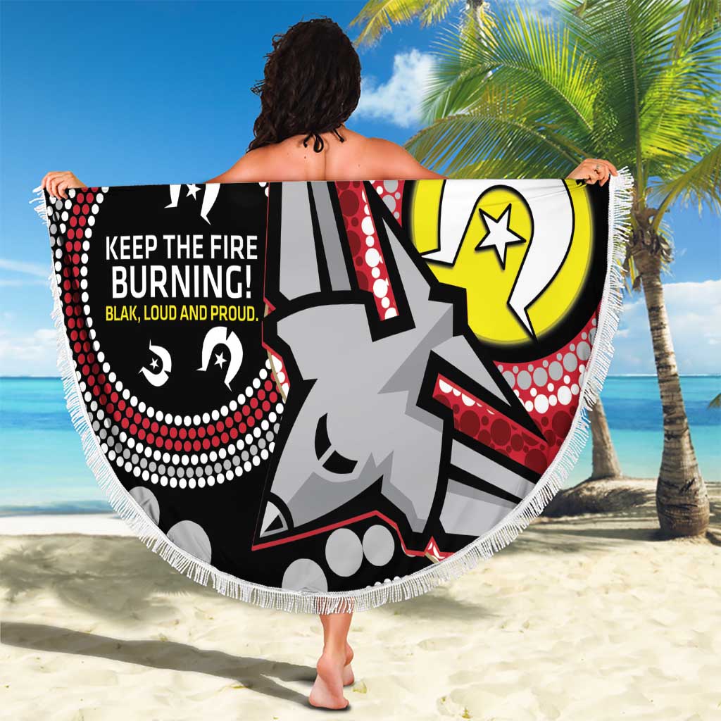 Custom AFL Essendon NAIDOC Week Beach Blanket Keep The Fire Burning Indigenous Art