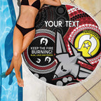 Custom AFL Essendon NAIDOC Week Beach Blanket Keep The Fire Burning Indigenous Art