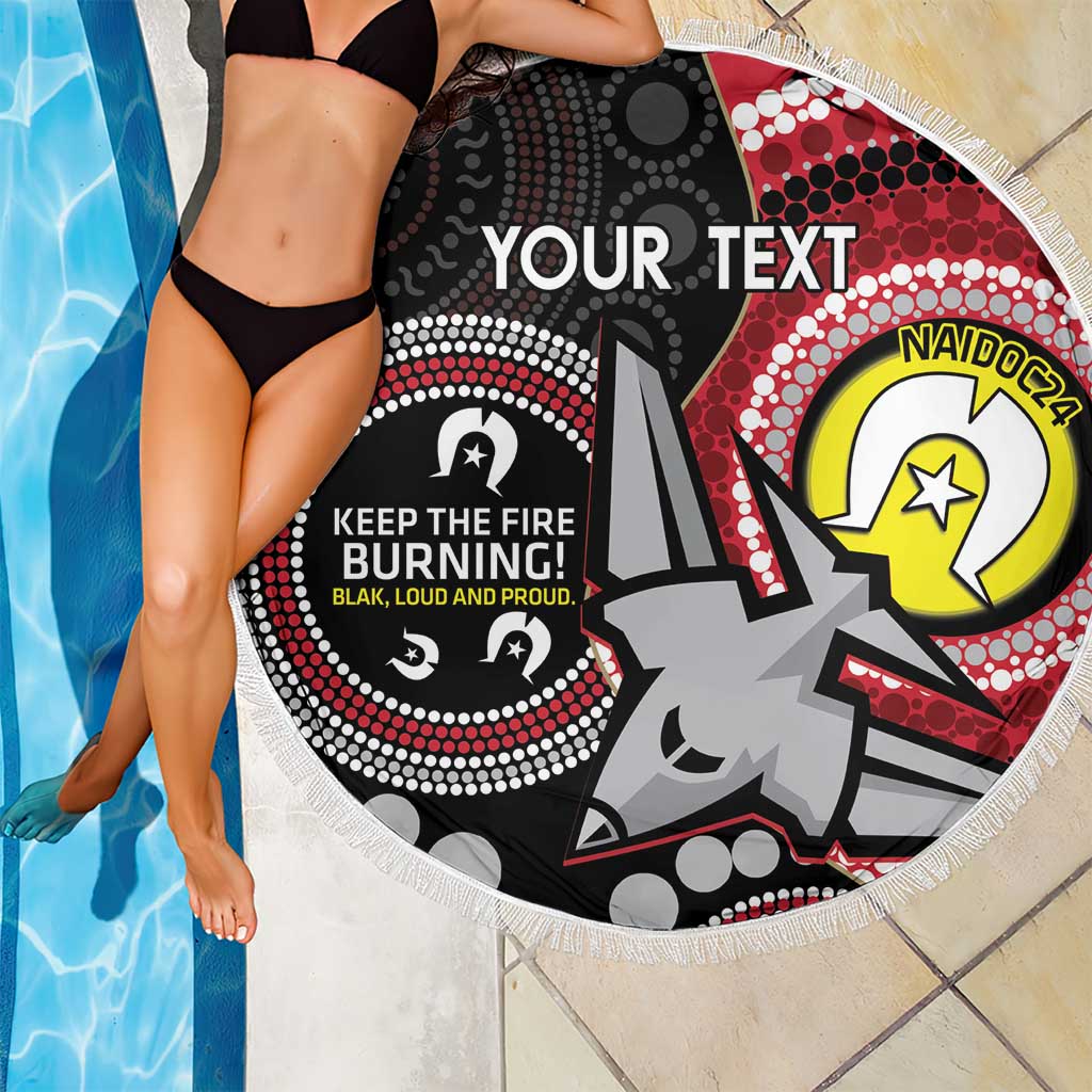 Custom AFL Essendon NAIDOC Week Beach Blanket Keep The Fire Burning Indigenous Art