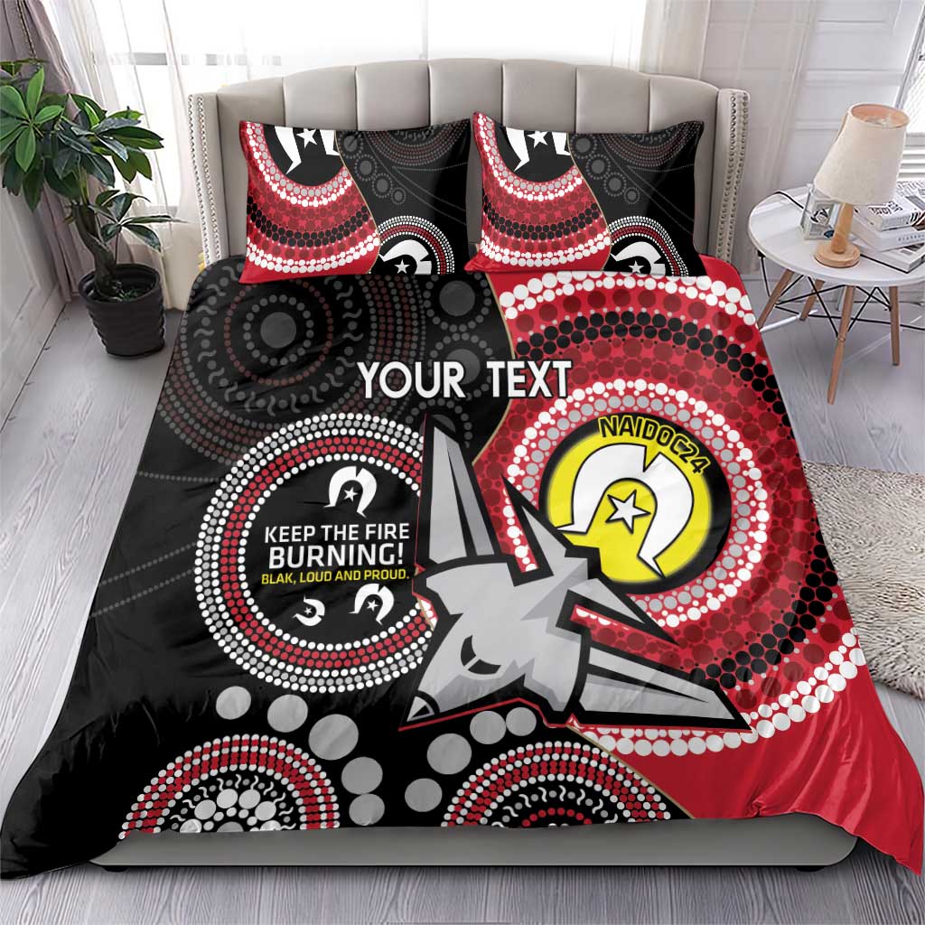 Custom AFL Essendon NAIDOC Week Bedding Set Keep The Fire Burning Indigenous Art