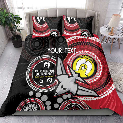 Custom AFL Essendon NAIDOC Week Bedding Set Keep The Fire Burning Indigenous Art
