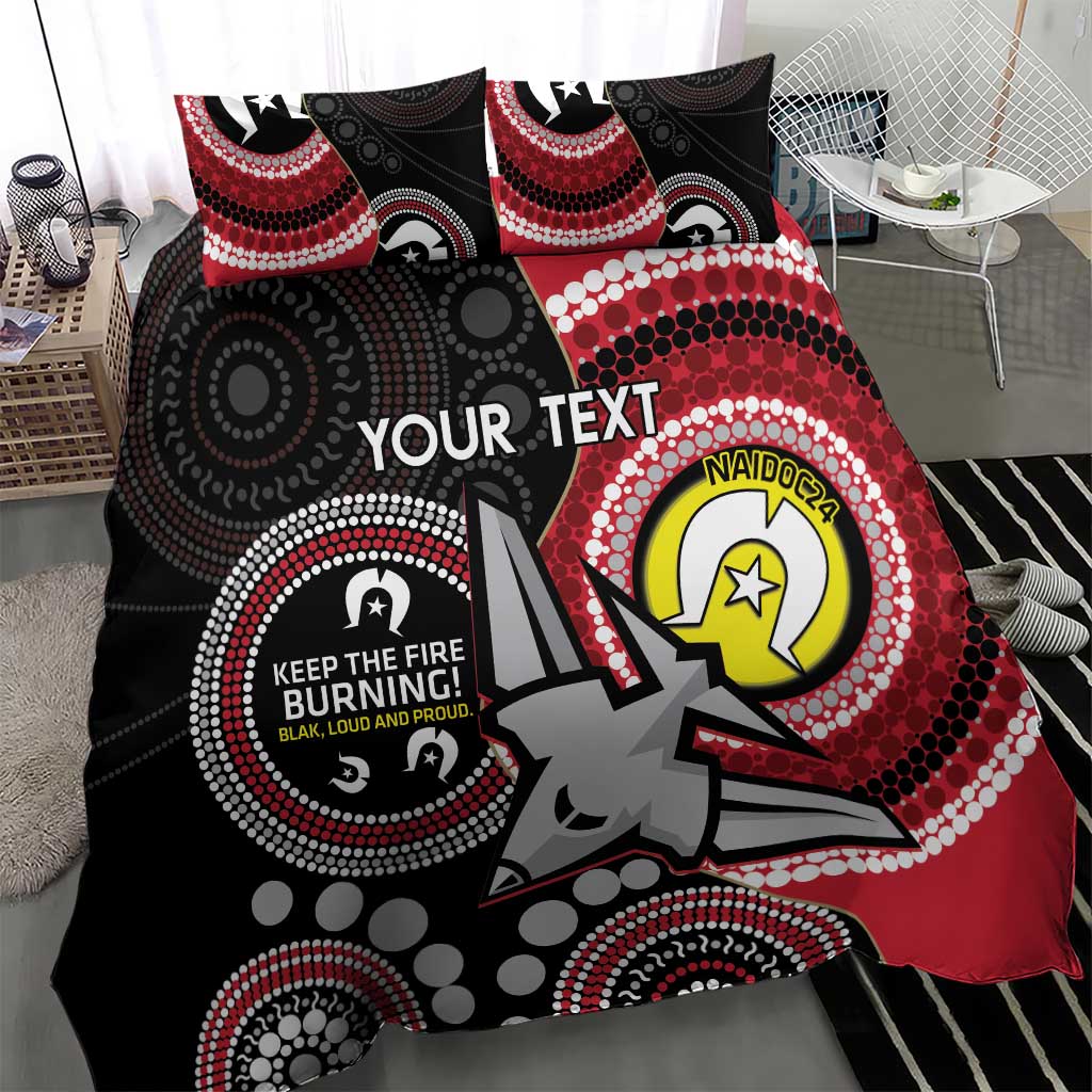 Custom AFL Essendon NAIDOC Week Bedding Set Keep The Fire Burning Indigenous Art