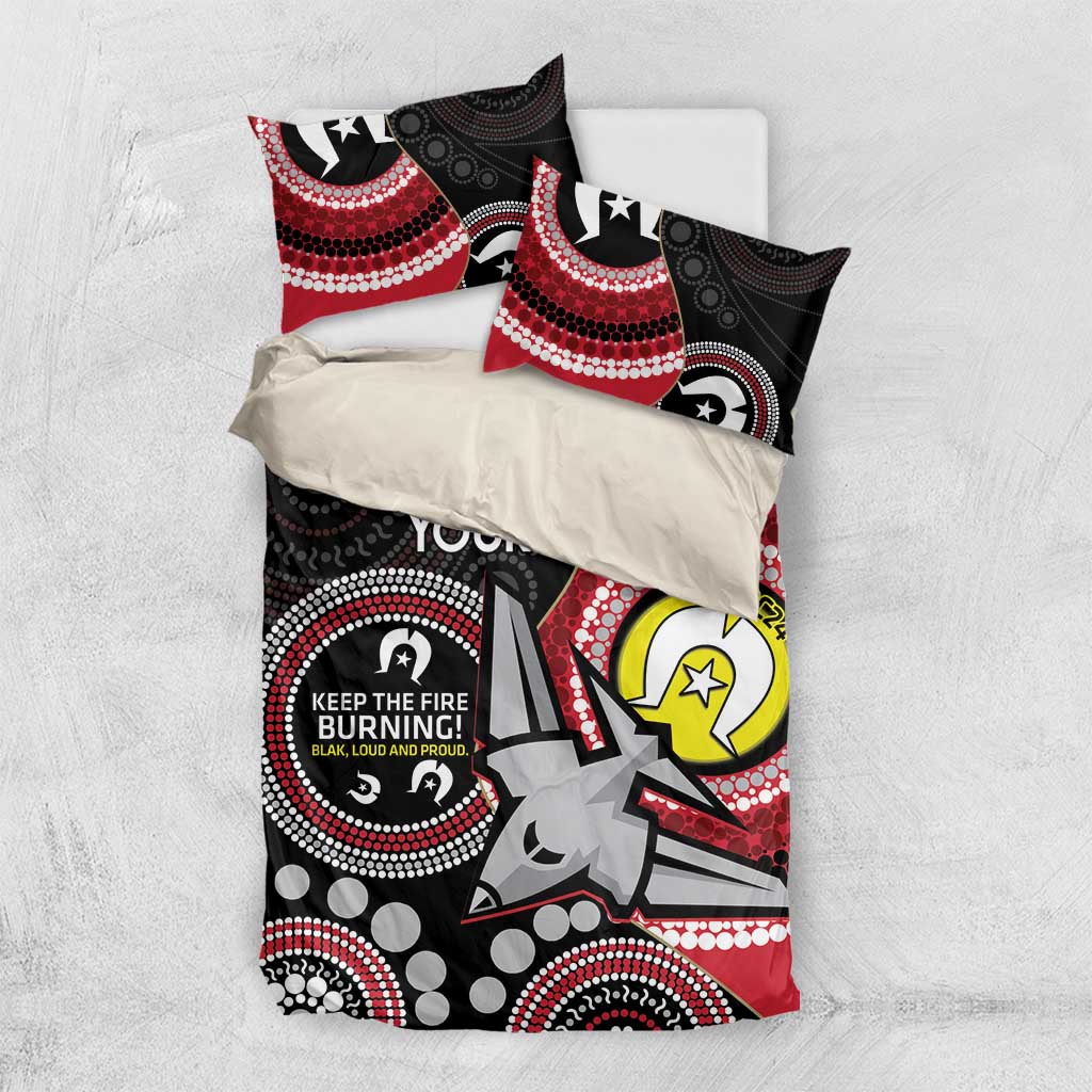 Custom AFL Essendon NAIDOC Week Bedding Set Keep The Fire Burning Indigenous Art