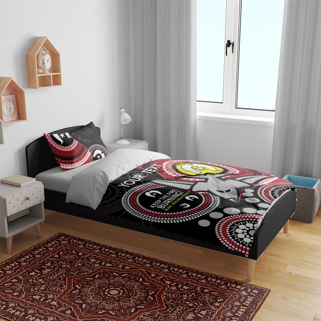 Custom AFL Essendon NAIDOC Week Bedding Set Keep The Fire Burning Indigenous Art