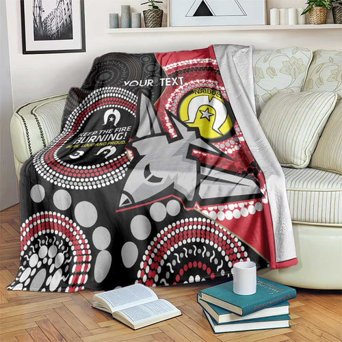 Custom AFL Essendon NAIDOC Week Blanket Keep The Fire Burning Indigenous Art