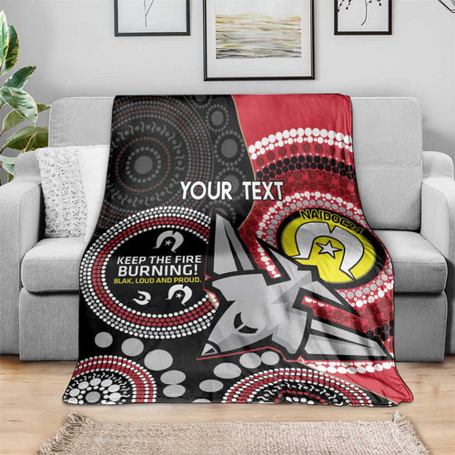 Custom AFL Essendon NAIDOC Week Blanket Keep The Fire Burning Indigenous Art