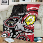 Custom AFL Essendon NAIDOC Week Blanket Keep The Fire Burning Indigenous Art