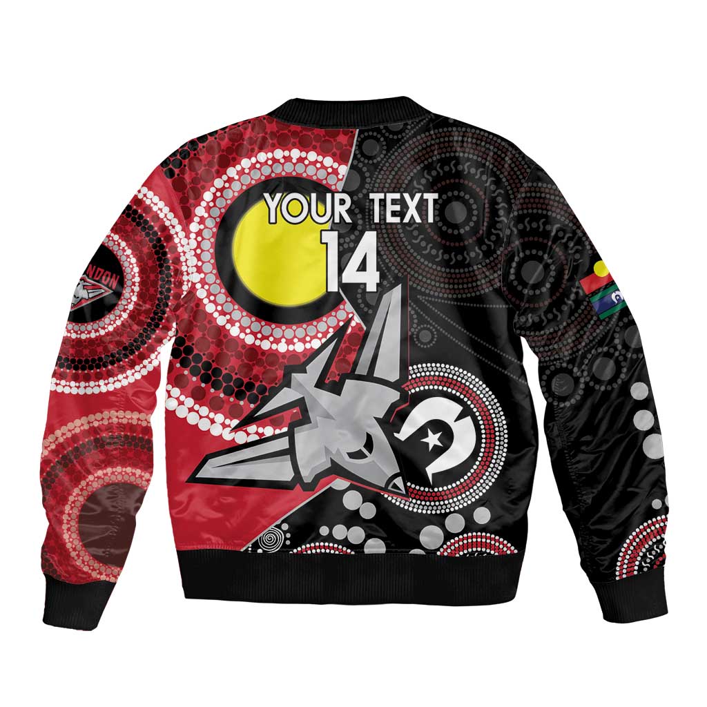 Custom AFL Essendon NAIDOC Week Bomber Jacket Keep The Fire Burning Indigenous Art