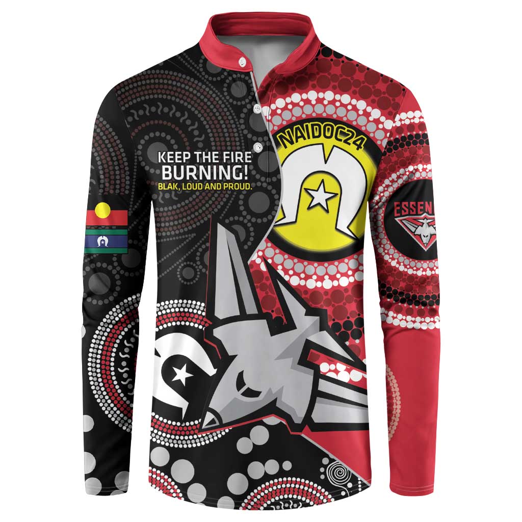 Custom AFL Essendon NAIDOC Week Button Sweatshirt Keep The Fire Burning Indigenous Art