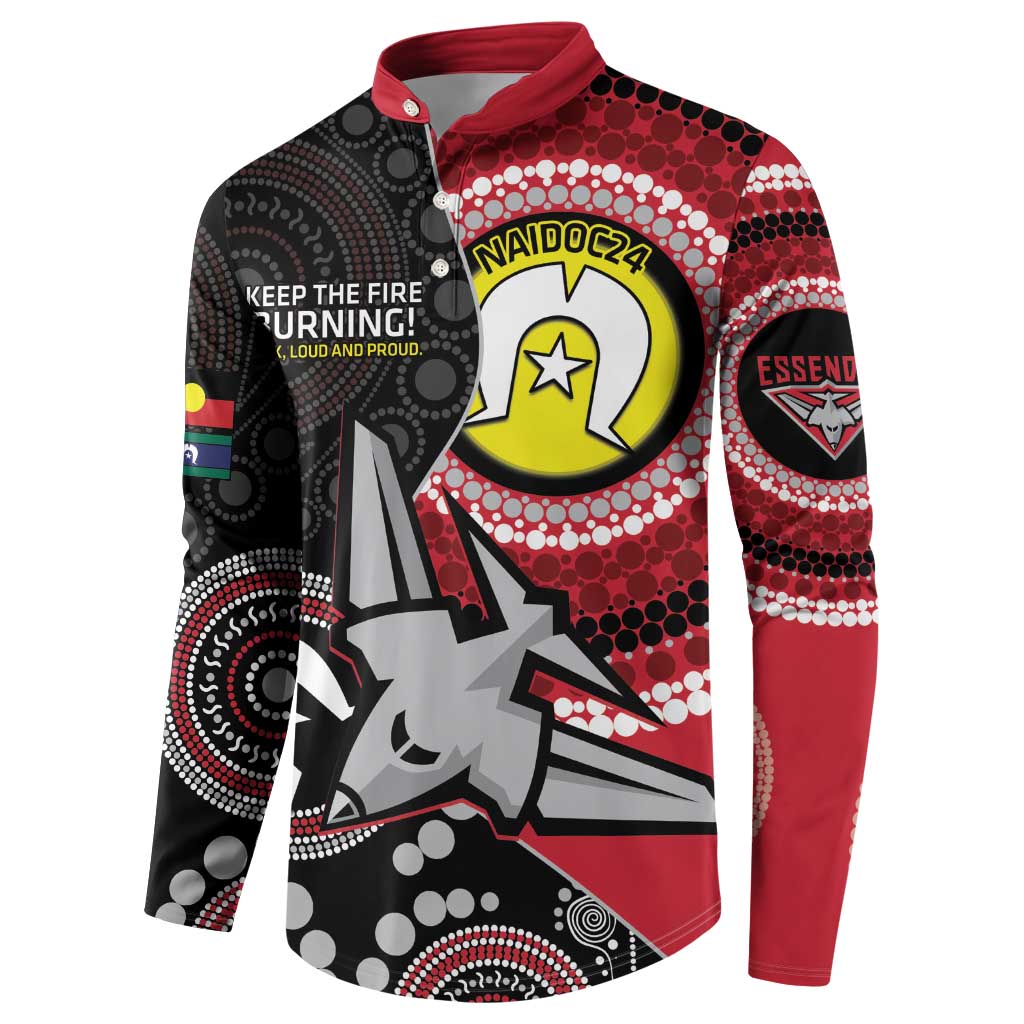 Custom AFL Essendon NAIDOC Week Button Sweatshirt Keep The Fire Burning Indigenous Art