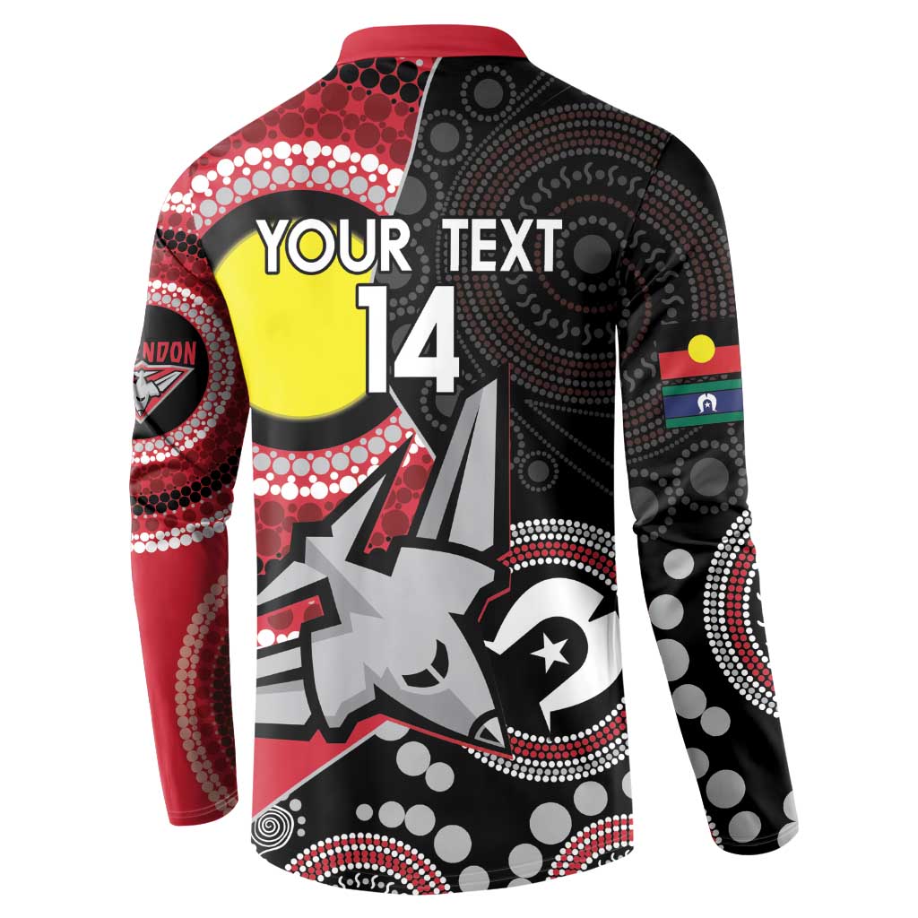 Custom AFL Essendon NAIDOC Week Button Sweatshirt Keep The Fire Burning Indigenous Art