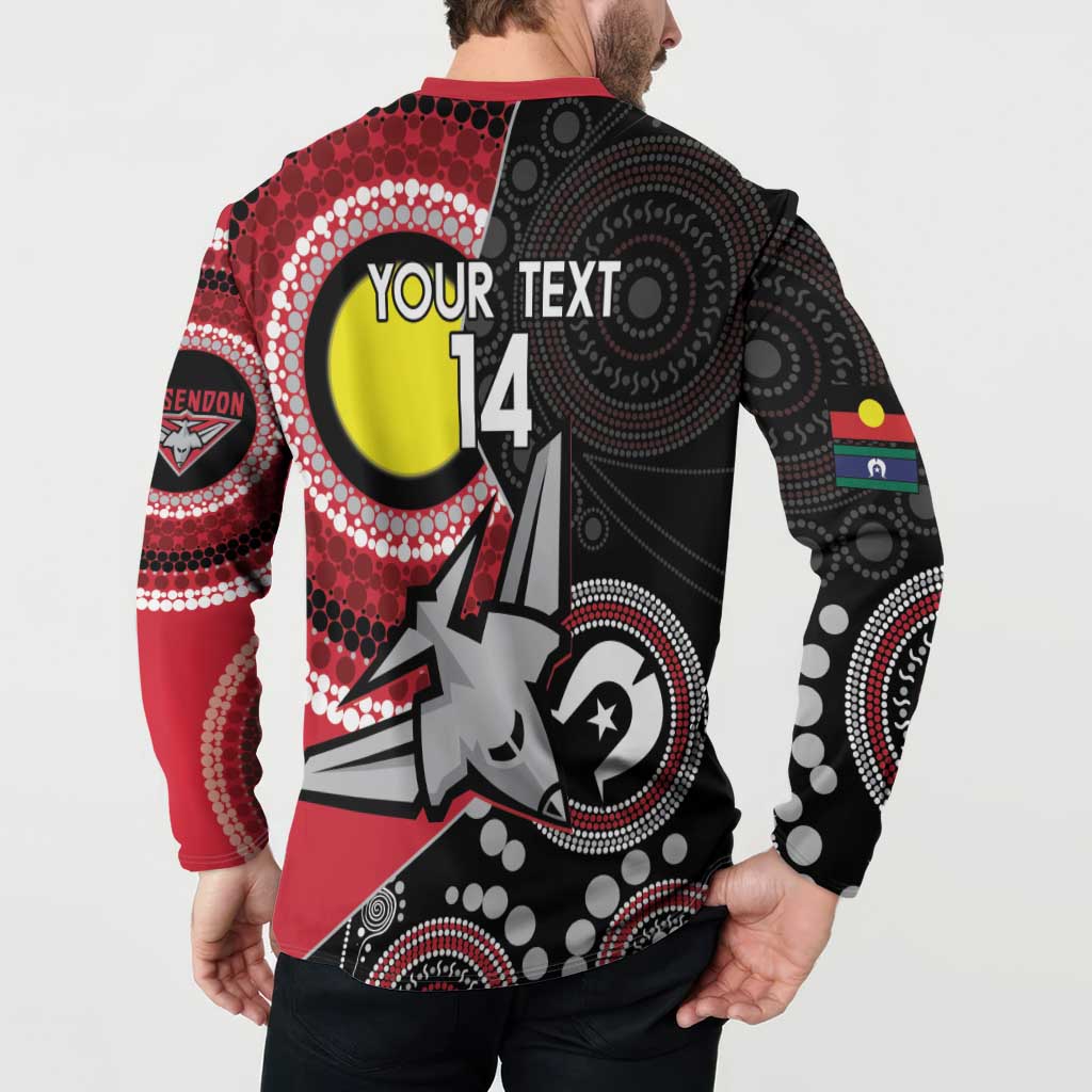Custom AFL Essendon NAIDOC Week Button Sweatshirt Keep The Fire Burning Indigenous Art
