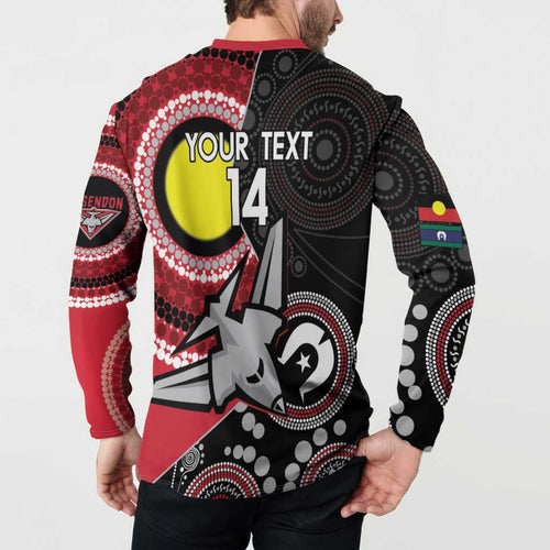 Custom AFL Essendon NAIDOC Week Button Sweatshirt Keep The Fire Burning Indigenous Art