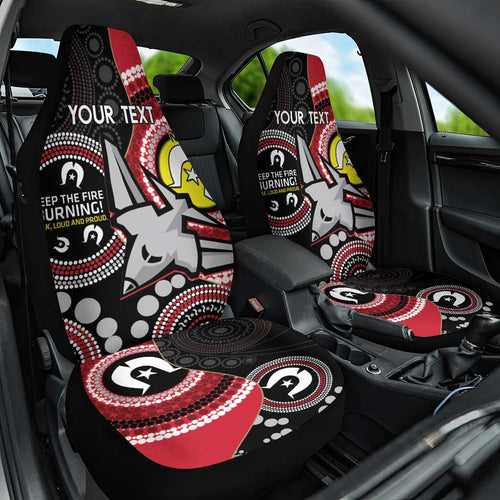 Custom AFL Essendon NAIDOC Week Car Seat Cover Keep The Fire Burning Indigenous Art