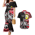 Custom AFL Essendon NAIDOC Week Couples Matching Mermaid Dress and Hawaiian Shirt Keep The Fire Burning Indigenous Art
