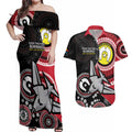 Custom AFL Essendon NAIDOC Week Couples Matching Off Shoulder Maxi Dress and Hawaiian Shirt Keep The Fire Burning Indigenous Art
