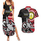 Custom AFL Essendon NAIDOC Week Couples Matching Summer Maxi Dress and Hawaiian Shirt Keep The Fire Burning Indigenous Art