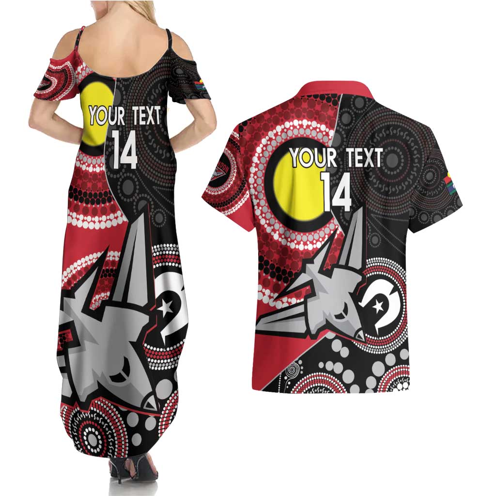 Custom AFL Essendon NAIDOC Week Couples Matching Summer Maxi Dress and Hawaiian Shirt Keep The Fire Burning Indigenous Art