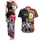 Custom AFL Essendon NAIDOC Week Couples Matching Tank Maxi Dress and Hawaiian Shirt Keep The Fire Burning Indigenous Art