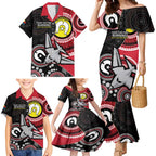 Custom AFL Essendon NAIDOC Week Family Matching Mermaid Dress and Hawaiian Shirt Keep The Fire Burning Indigenous Art