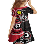 Custom AFL Essendon NAIDOC Week Family Matching Mermaid Dress and Hawaiian Shirt Keep The Fire Burning Indigenous Art