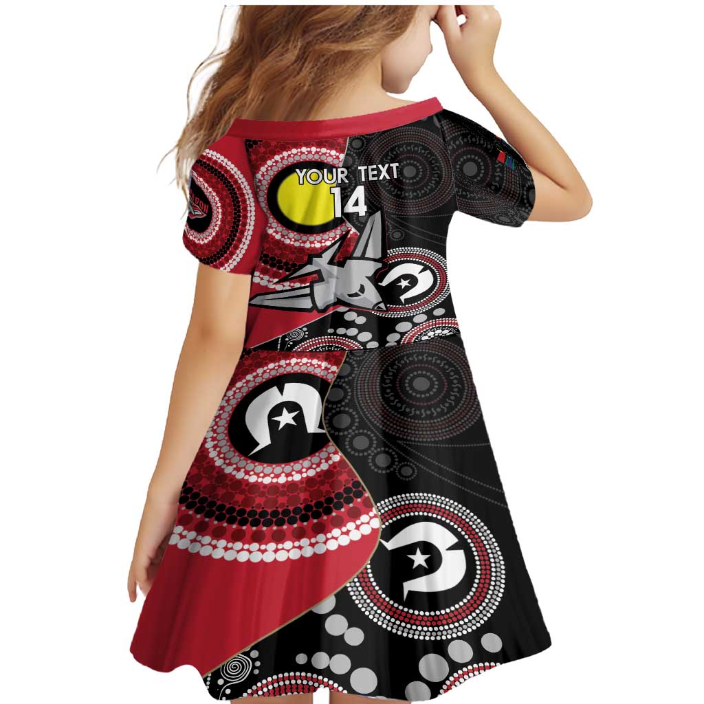 Custom AFL Essendon NAIDOC Week Family Matching Mermaid Dress and Hawaiian Shirt Keep The Fire Burning Indigenous Art